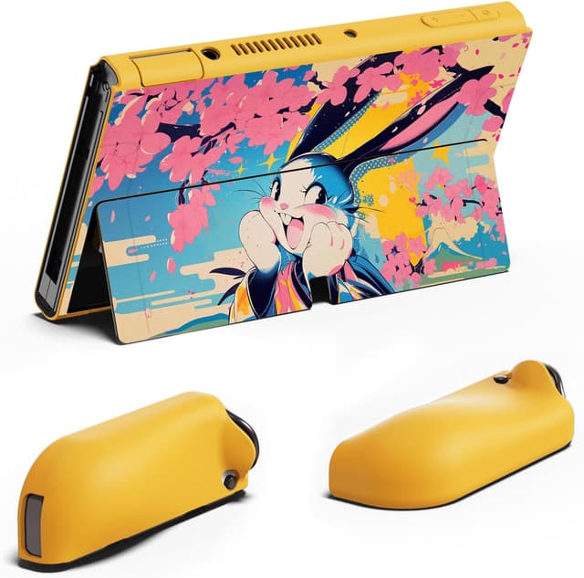 Thumbnail 6 de playvital ZealProtect Soft Protective Case for Nintendo Switch OLED (Blossom POP Bunny) with Joycon Grip Caps