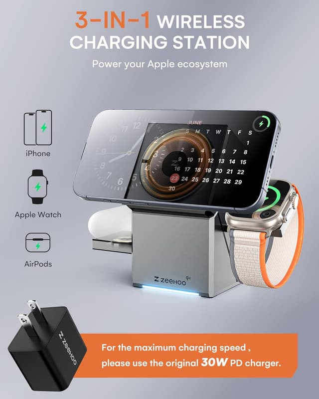 Detalle de ZEEHOO 3-in-1 MagSafe Charging Station for iPhone