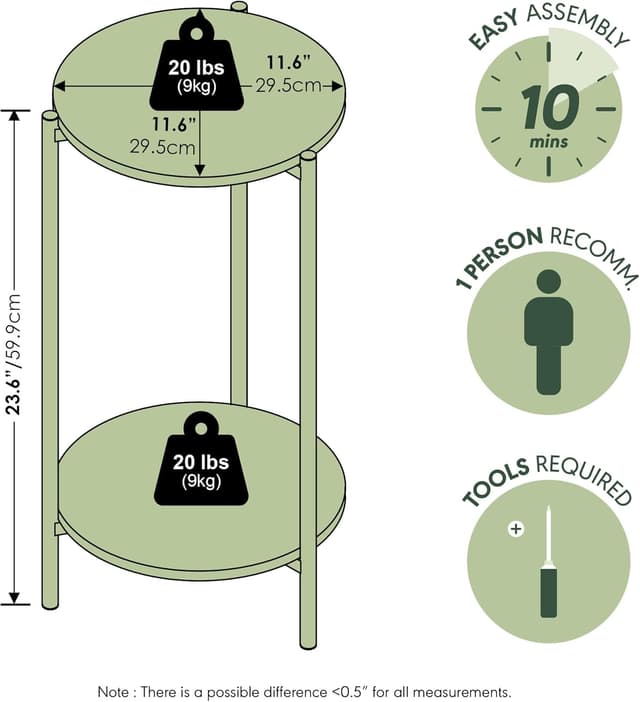Detalle de Furinno Besi tavolino moderno a 2 livelli bianco effetto marmo con gambe in metallo