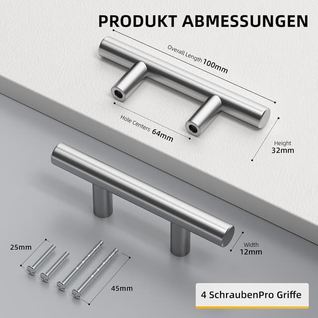 Detalle 2 de Edelstahl-Küchengriffe 64 mm LS201BSS64 10er