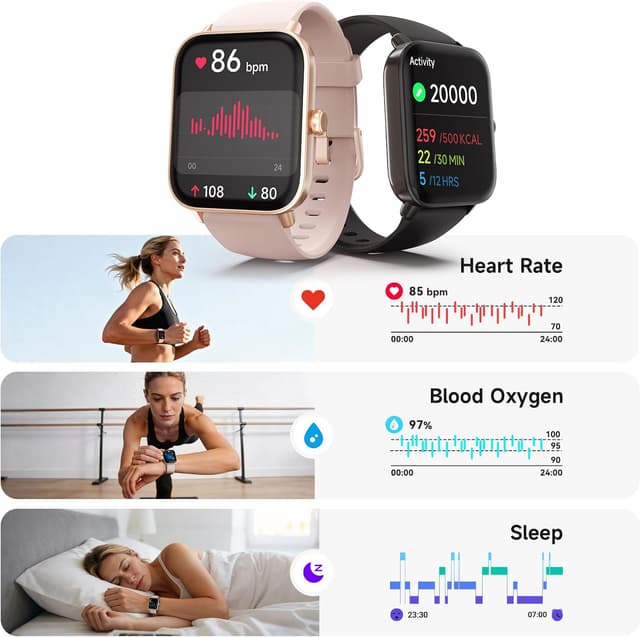 Detalle 2 de Smart Watches for Women (1.85" HD Display) Pink Fitness Tracker with Heart Rate, Sleep, SpO2, Call Support