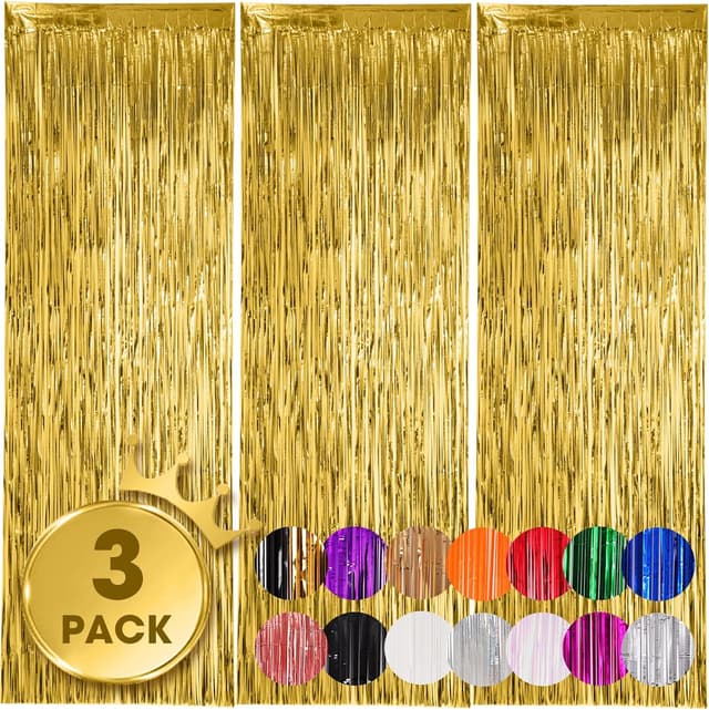 Imagen de Voircoloria Gold Foil Fringe Backdrop 3.3x8.2ft 🎉 en OfertitasTOP