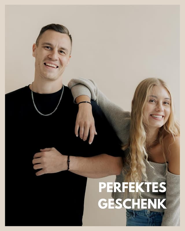 Detalle de GD GOOD.designs Armband mit Buchstaben – verstellbares Partnerarmband (14–25 cm) mit schwarz geflochtenem Seil