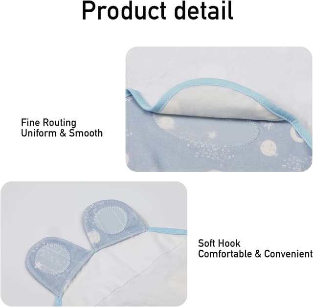 Detalle 2 de GLLQUEN BABY 0-3 Months Organic Cotton Baby Swaddle Wraps (Oeko-Tex 100), 3 Pack – Astronaut
