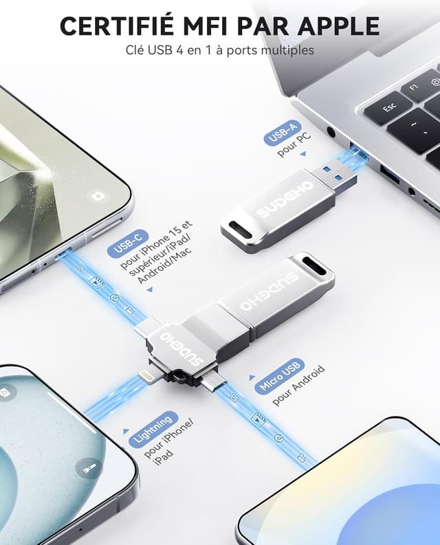 Detalle 2 de Clé USB SUDEHO 256 Go MFi ⚙