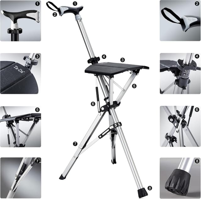 Detalle 2 de STEP2GOLD Ta-Da Chair Walking Stick Seat UK 85 cm