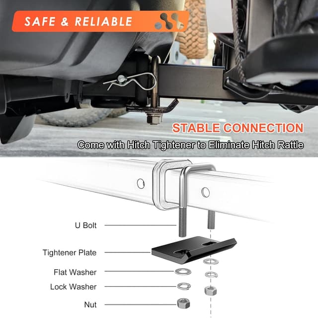 Detalle de MeeFar Hitch Mount Cargo Carrier Basket with Waterproof Bag, Cargo Net, Straps & Hitch Stabilizer (2" Receiver, 500 Lbs Capacity)