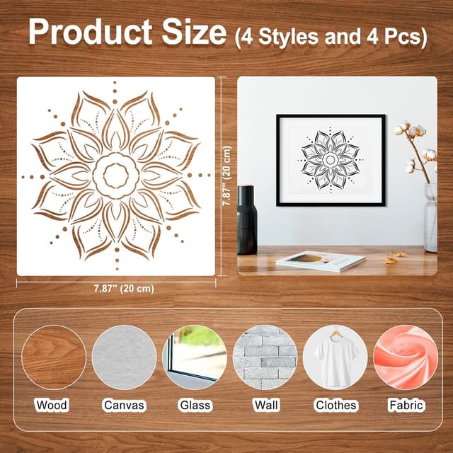 Detalle 2 de MWOOT Mandala Stencils 4 Pack 20x20cm