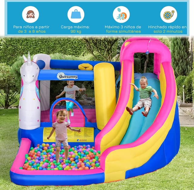Thumbnail 4 de Outsunny Castillo Hinchable Unicornio 360x305x210 cm