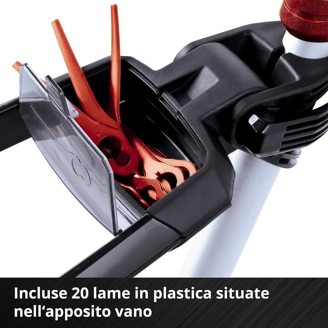 Detalle de Einhell GE-CT 18 Li Kit Power X-Change: tagliabordi a batteria con testa motore ruotabile