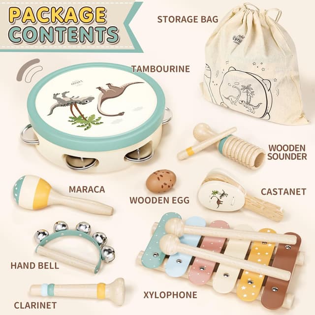 Thumbnail 6 de Lehoo Castle Wooden Musical Instruments Set (xylophone, maracas & more) for toddlers 1–3