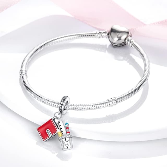 Detalle de FLUFLO Charm-Anhänger Damen aus 925 Sterling Silber (Zirkonia) – passend für europäische Armband- und Ketten-Charm-Beads C03