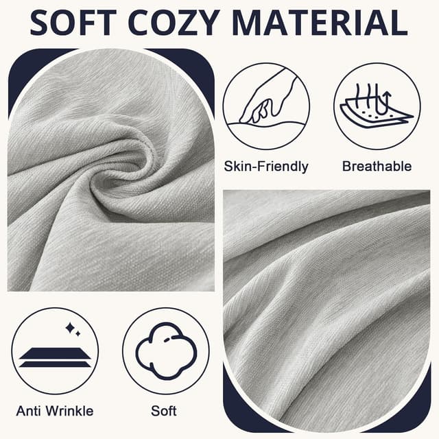 Detalle de Royhom Telo copridivano 2 posti 180x260 cm in ciniglia grigio chiaro, universale quattro stagioni