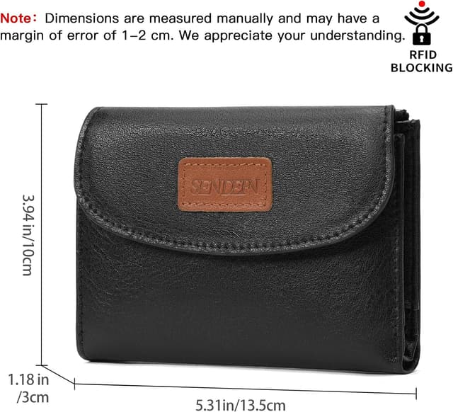 Detalle 2 de SENDEFN Women’s Cow Print Vegan Leather Bifold Wallet with RFID Blocking and Zipper Coin Pocket