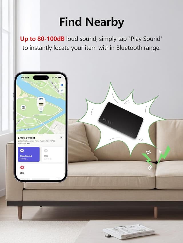 Detalle de Lmrbelec Ultra-Slim Wallet Tracker Card (Works with Apple Find My) — iOS Compatible, IP68, 2-Pack