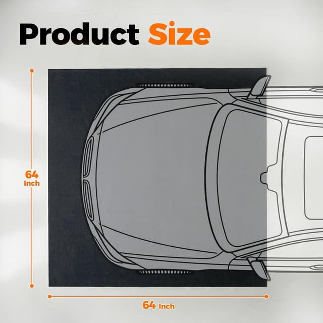 Detalle de Heavy Duty Oil Spill Mat (1/4 Thick) for Garage Floor, 64", x 64", Waterproof Reusable Rubber-Backed