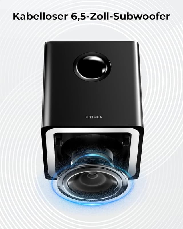 Detalle 2 de ULTIMEA Apollo S70 Ultra 7.1 Virtual Surround Soundbar mit 6,5-Zoll Subwoofer, App & HDMI/Opt/AUX/Bluetooth