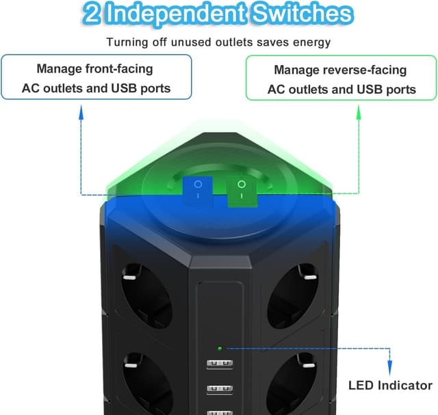 Thumbnail 4 de TOPREK Mehrfachsteckdose 12‑fach 4000W