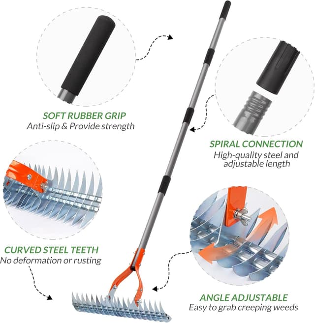 Thumbnail 2 de Walensee 15-Inch Lawn Thatch Rake for Durable Yard Cleaning