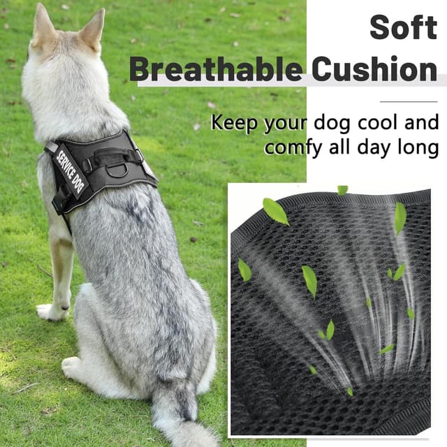 Detalle 2 de Belababy Soft No Pull Dog Harness Small (Black) – Adjustable service dog vest with reflective breathable comfort