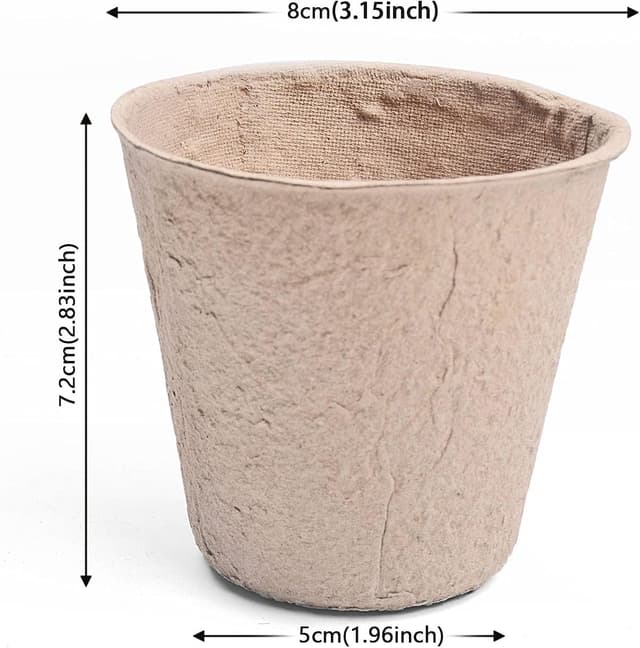 Detalle 2 de Cymax 100 Pack 8cm Round Fibre Seed Starter Pots with 100 Plant Labels