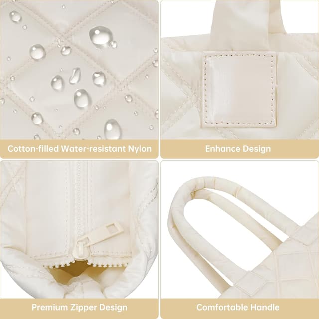 Detalle de Soewten puffer tote bag for women with padded 15.6-inch laptop compartment