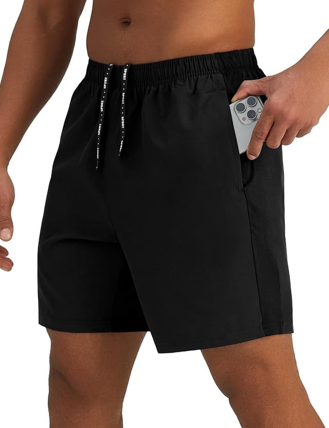 Detalle de Pesfix Men’s 7'' Lightweight Athletic Shorts with Quick-Dry Fabric and Zipper Pockets