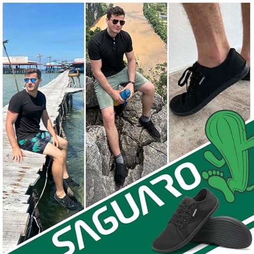 Detalle 2 de SAGUARO Luck Ⅰ zapatillas barefoot minimalistas transpirable y antideslizante, negro (EU 43)