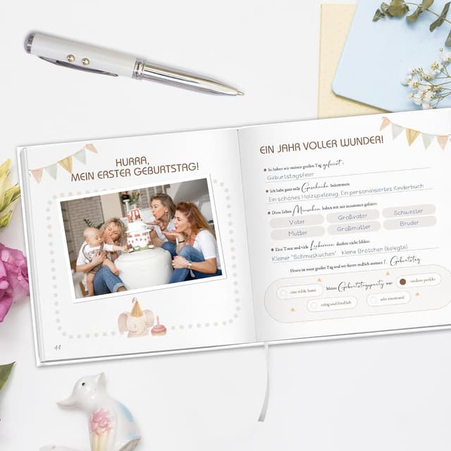 Thumbnail 6 de Mein erstes Jahr Babyalbum zum Selbstgestalten – Baby-Fotoalbum mit 84 Seiten und Stickern (Hirschmuster)