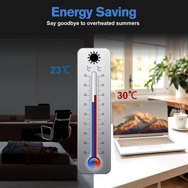 Detalle de Valquid Blackout Blind 200×145cm stick-on blackout blind with Velcro, grey temporary room darkening