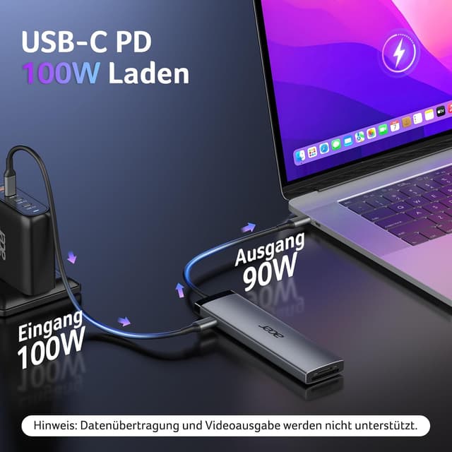 Detalle de acer 8-in-1 USB-C Hub (10Gbps) mit HDMI 4K@60Hz, SD/TF und USB-C PD bis 100W