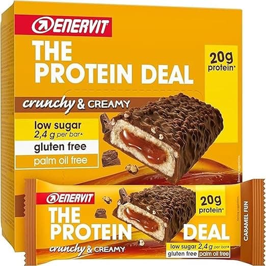 Detalle de Enervit Protein Bar Caramel Fun 55g 🍬 20g Proteínas