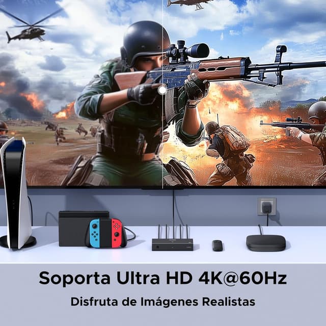 Detalle 2 de UGREEN HDMI Switch 4K 60Hz con Control Remoto para TV y Consolas