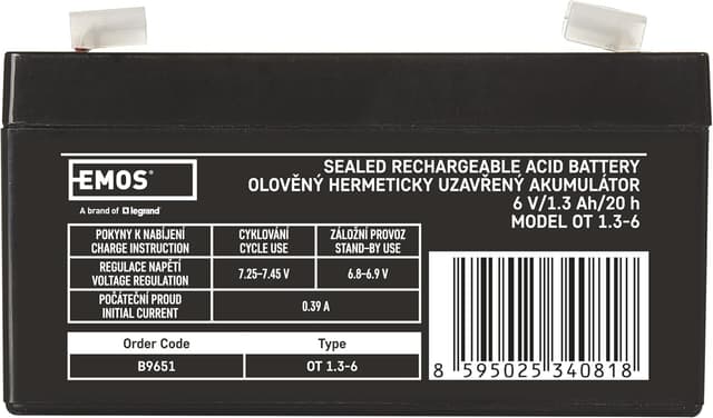 Detalle 2 de Accumulateur sans entretien Les emos plomb 6 V – 1,3 Ah (1 pièce) b9651