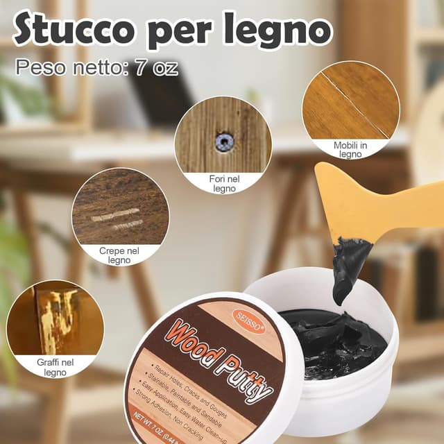 Detalle de SEISSO Stucco per Legno Nero 200 g