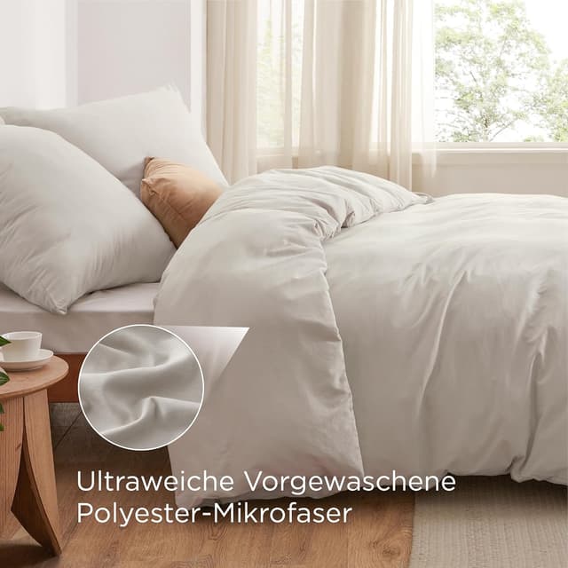 Detalle 2 de BEDSURE Bettwäsche-Set 135x200 (4-teilig) mit Reißverschluss – 2 Kissenbezüge 80x80