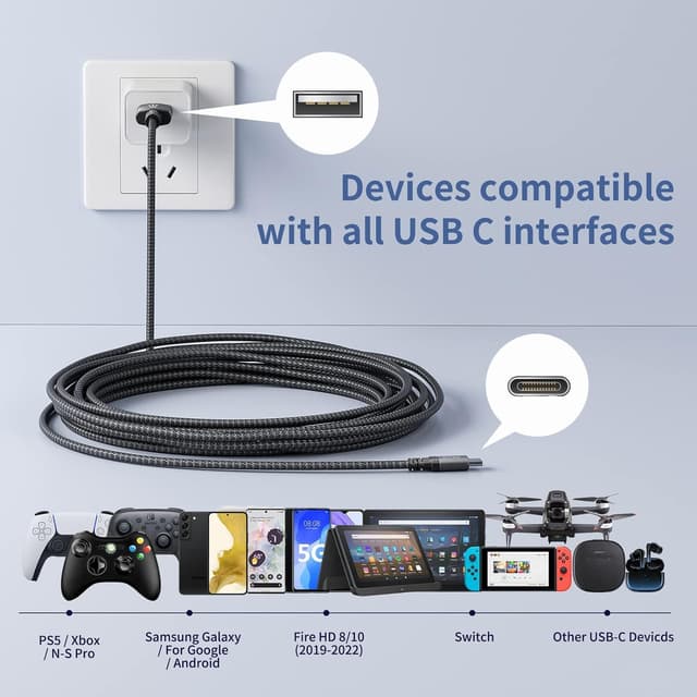 Detalle 2 de Samsung Galaxy S10/Note 10 USB-C Ladekabel 5m 3.1A