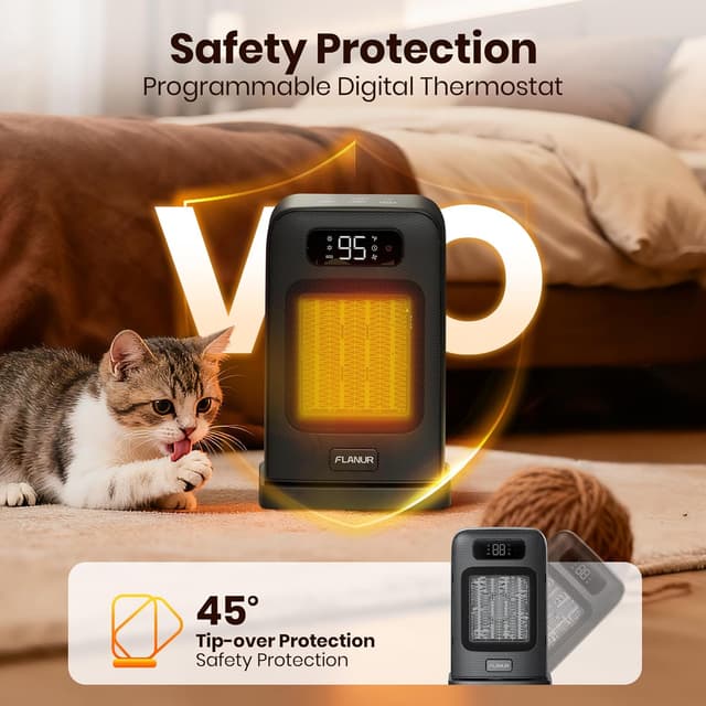 Thumbnail 2 de FLANUR Space Heater 1500W Small Desk Heater