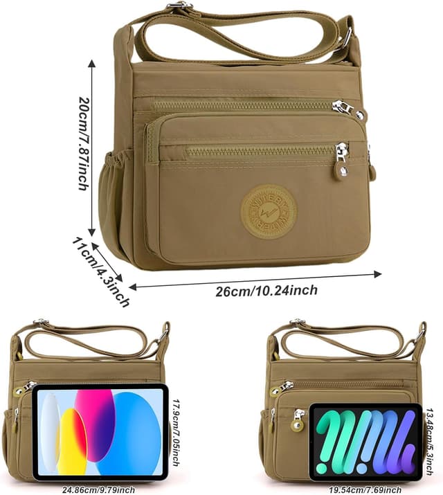 Detalle de ModaZeal Women’s Multi-Pocket Crossbody Nylon Bag – Water-Resistant Travel & Daily Messenger