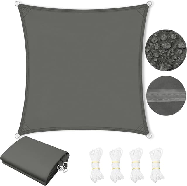 Detalle de WOLTU voile d’ombrage imperméable en PES enduit PU (200 g/m²) 2 x 2 m gris foncé