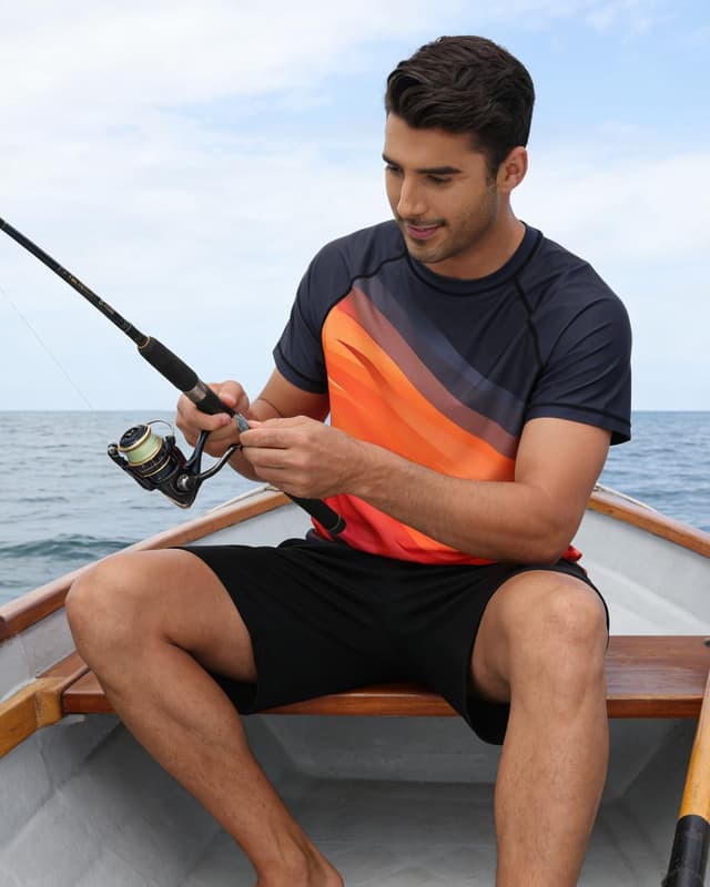 Detalle de VAYAGER Hauts de bain anti-UV UPF 50+ manches courtes pour homme – séchage rapide, coupe décontractée