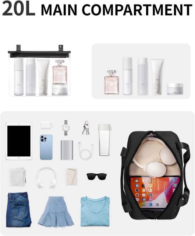 Detalle de ECOHUB Ryanair Cabin Bag 40x30x20 (24L) with Removable Wet Pocket – Foldable underseat carry on, black