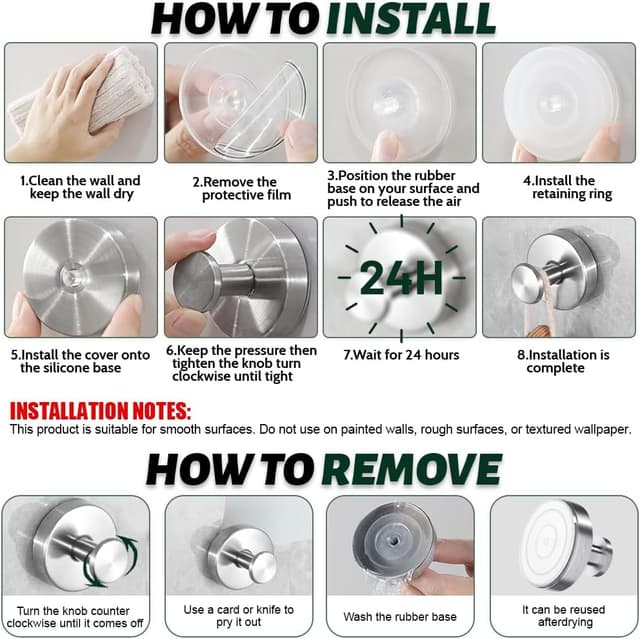 Thumbnail 4 de Gomeer 4PCS Silvery Suction Cup Hooks 10kg