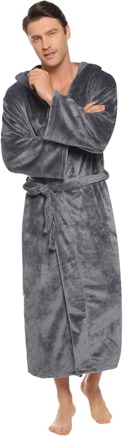 Detalle 2 de Vlazom accappatoio/pigiama uomo invernale con cappuccio in pile flanella