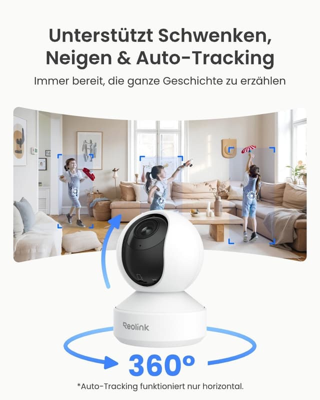 Detalle de Reolink E1 Zoom 4K PTZ WLAN-Überwachungskamera (Innen) mit 3x optischem Zoom & Auto-Tracking