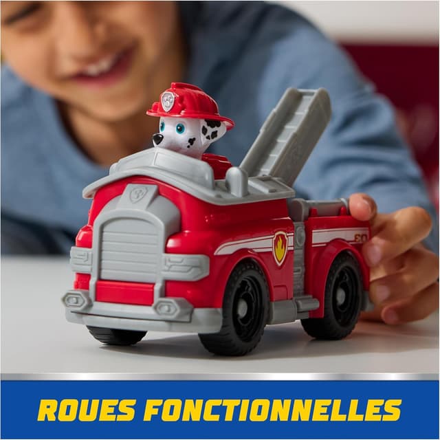Detalle de Paw Patrol Pat Patrouille – Véhicule figurine Marcus (camion de pompiers) avec figurine de Marshall