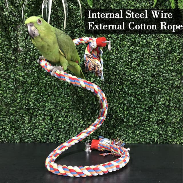 Detalle 2 de JVHLOV 160cm Bird Standing Climbing Toy with Parrot Spiral Rope Swing