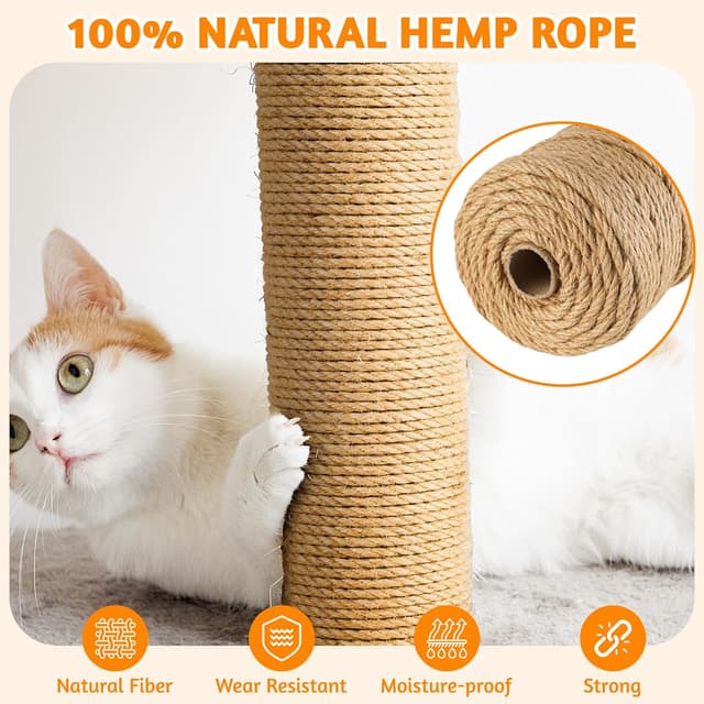 Detalle de 100 m Sisalseil für Kratzbaum (6 mm / 8 mm), Natur Sisal & Juteseil – Ersatzkordel