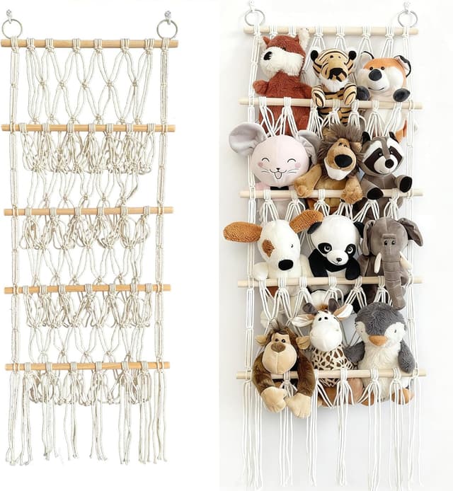 Detalle de YUNYODA Kuscheltier Aufbewahrung Netz 4 Etagen