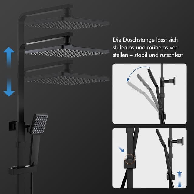Thumbnail 4 de HOMELODY Duschsystem mit Thermostat Schwarz